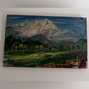 Original Vintage oil painting  miniature artwork art